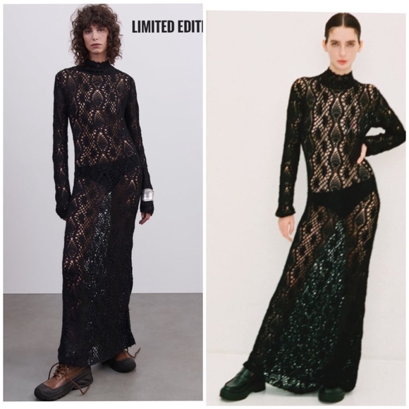 Zara Dresses & Skirts - Zara long crocheted dress limited edition handcrafted